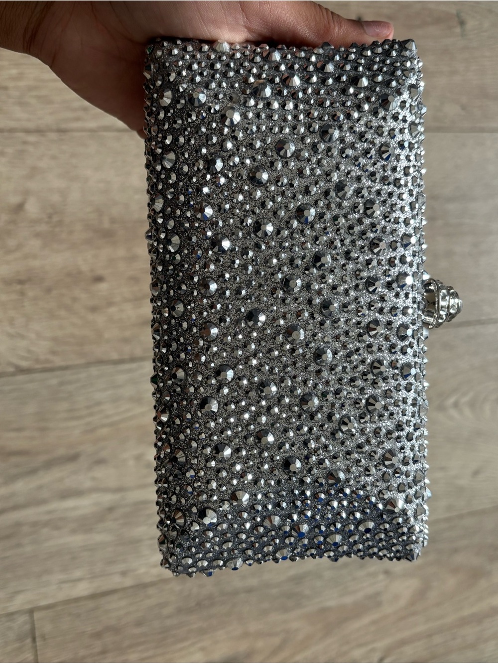 Silver Crystal Embellished Evening Clutch - Women Accessories